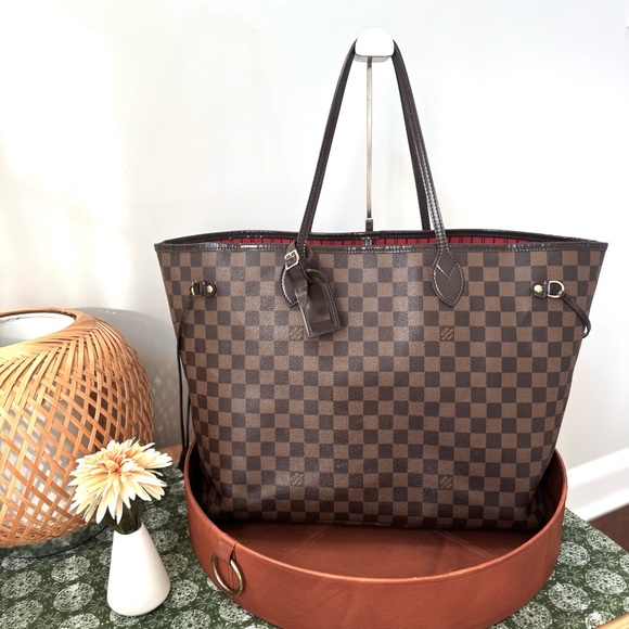 Louis Vuitton Neverfull GM Damier Ebene Large Tote Travel Bag